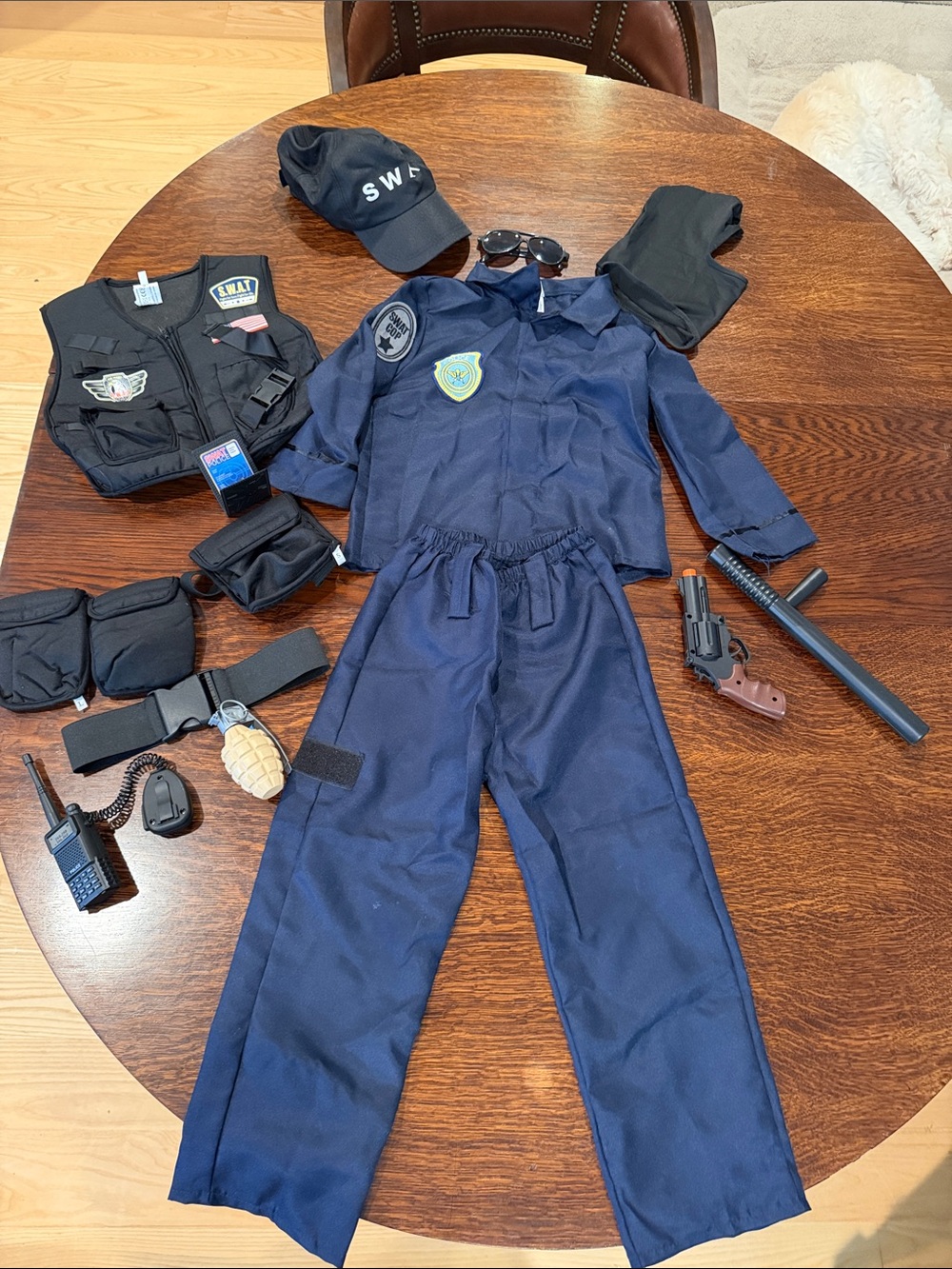 SWAT Police Navy Blue Kids Officer Role Play Costume with Tactical Vest new - Picture 2 of 12
